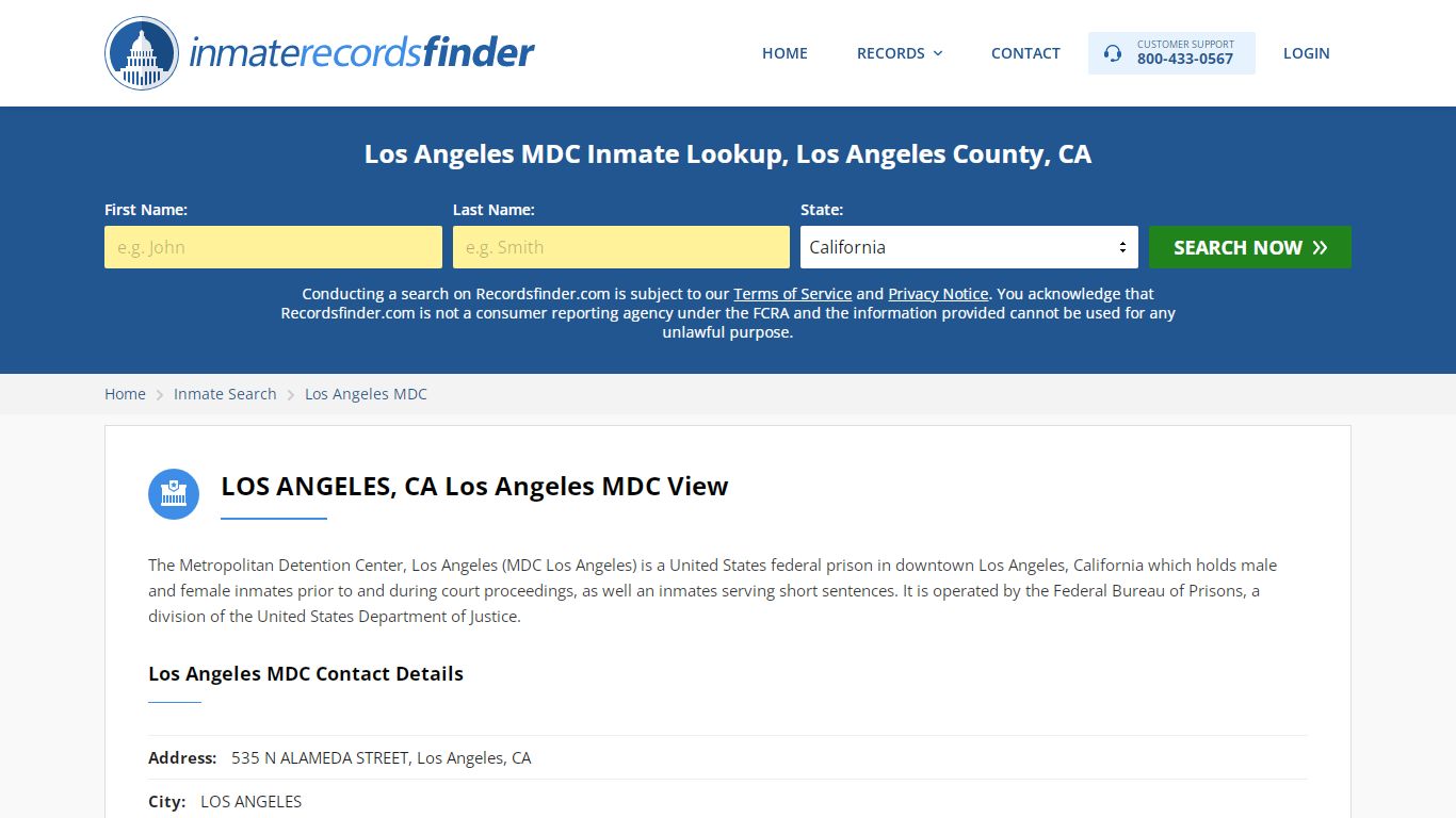 Los Angeles MDC Roster & Inmate Search, Los Angeles County, CA ...